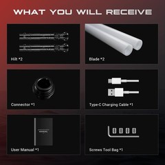 Light Saber Double Blades RGB 3.0 Smooth Swing 16 Sound Fonts Black DAMIENSABER