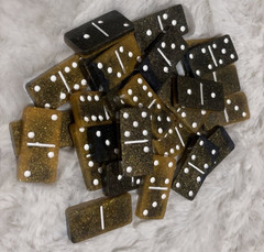 Custom Hand Made Gold and Black Dominos Game 28 Pieces!!!