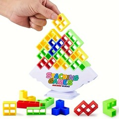 Tetra Tower Balance Game – 48PCS 3D Stacking Puzzle Blocks Educational STEM Toy