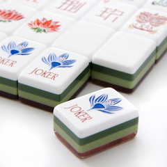 160 American Mahjong Tiles 4-Layer Acrylic Wood Grain Theme Engraved Set