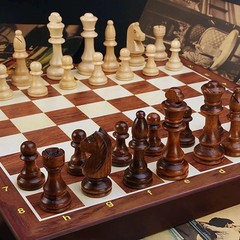 15″ Folding Walnut Chess Set Board W/ Storage Portable Travel Game 2 Queens