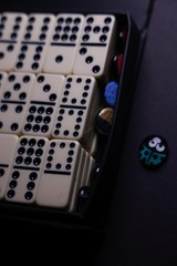 Set Of 91 Marbleized Dominoes Double Twelve Dot Vinyl Carrying Case