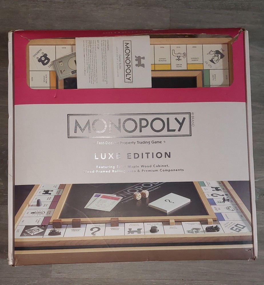 Monopoly Luxe Maple Edition Wood Cabinet Game Board Luxury Premium 2016 Sealed