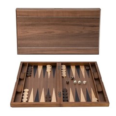 21″ Large Wood Backgammon Board Game Set.Inlay Double Stripe Board w/Game Pieces