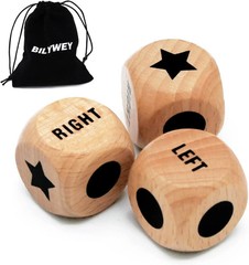 3Pcs Left Right Center Game Dice 1 Inch Beech Wood Dices with Drawstring Bag (3