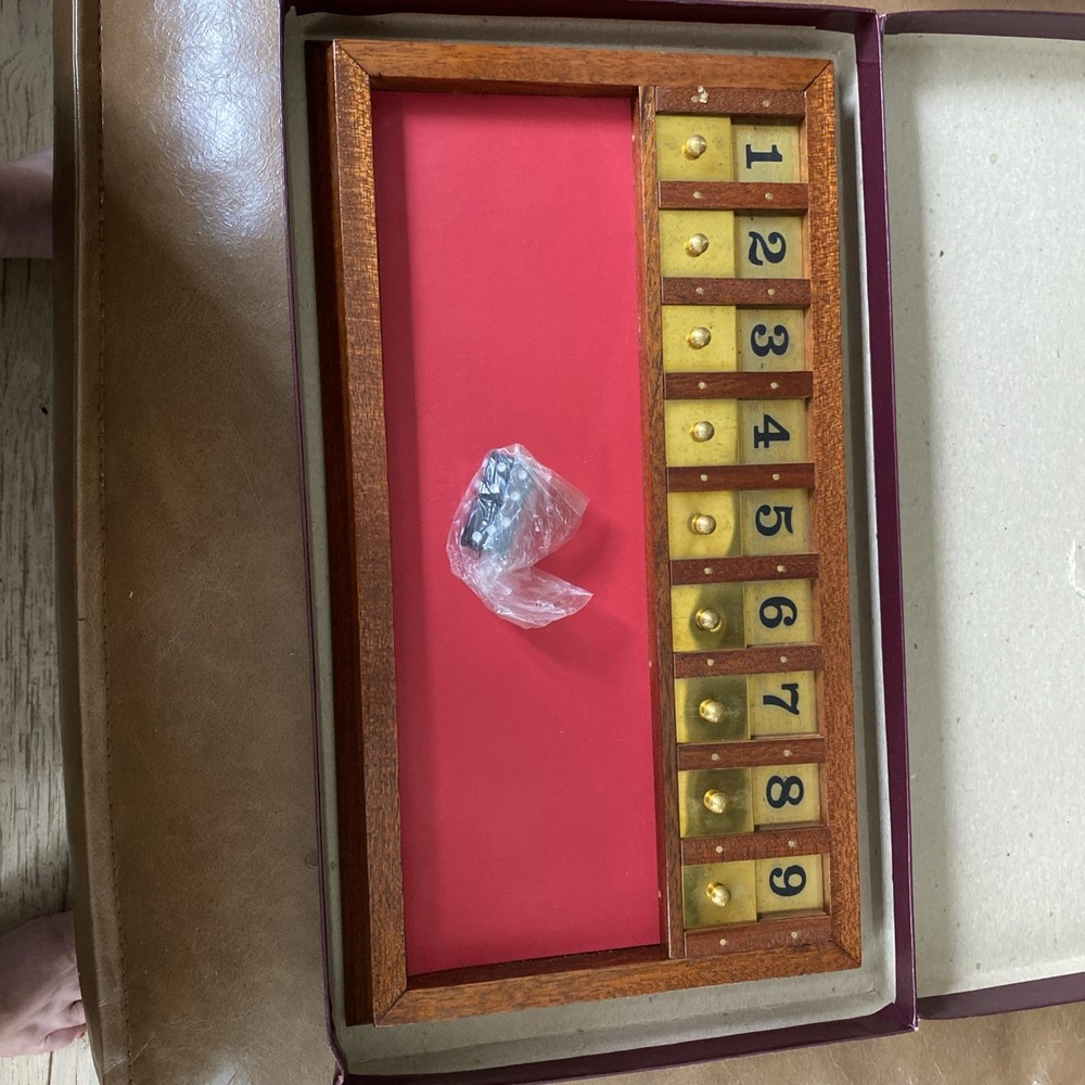 Vintage Wooden And Bronze Shut The Box Game; Slater And Tutton Ltd Collectors