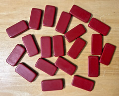 Lot of 20 Vintage Solid Red Catalin Dominoes Bakelite Era Craft Jewelry Tiles