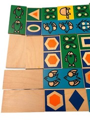 Vtg Creative Playthings 27/28 Wooden Picture Dominoes Original 1970 W/Box D6