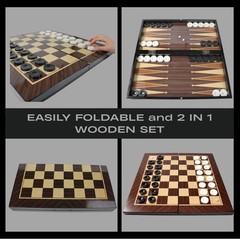 Turkish Walnut Handmade Backgammon Checkers Set 19 Inch Premium Quality
