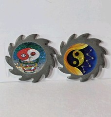 Vintage 1990’s Metal Saw Blade Spinner Pog Slammer Lot Of (2)!! Spins Fast!