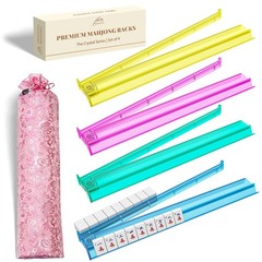 BASALTIX Mahjong Racks with Pushers Set of 4 Clear Acrylic Mahjong Racks and…