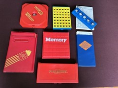 LOT OF 7 Milton Bradley VTG Travel Games- Memory Connect 4 Trouble Yahtzee +More