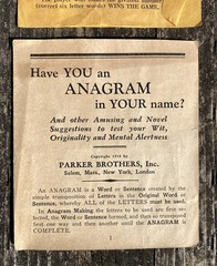 Vintage 1930 Parker Brothers Anagram-Antics Original Rules & Instructions Paper