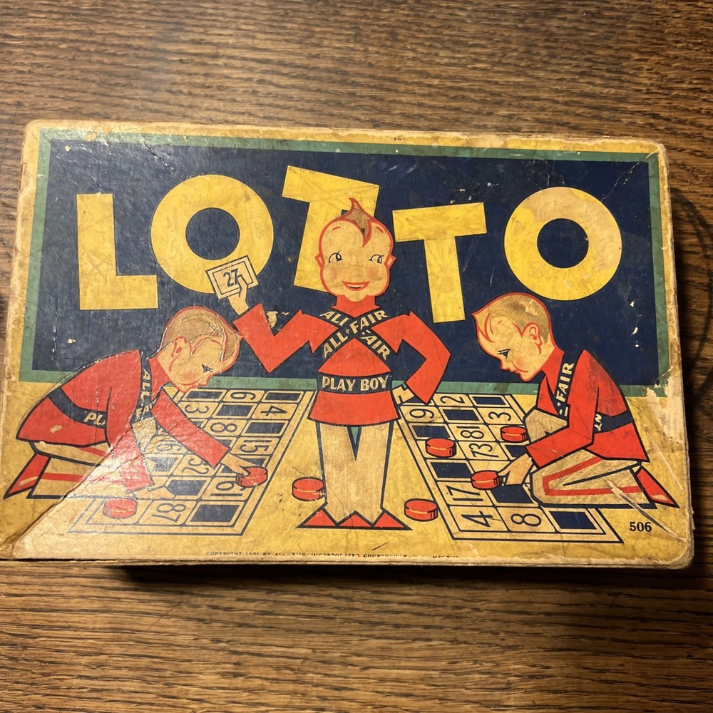 Rare 1931 All-Fair Toys And Games “Playboy Lotto” #506 Bingo Style Game Complete