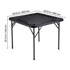 VEVOR Mahjong Table 4 Player Folding Card Table & 4 Cup Holders Chip Trays Black