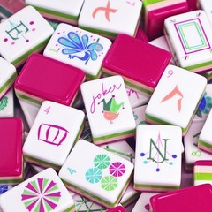Vibrant Layered Mahjong Tiles Full American Style Set of 160 Tiles Crystal Red