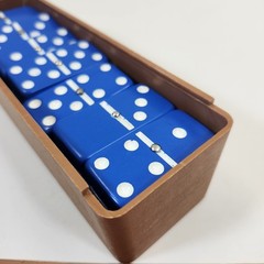 Dominoes Double Six All Urea Pieces Metal Spin Blue Bramy Brand Game Set Case
