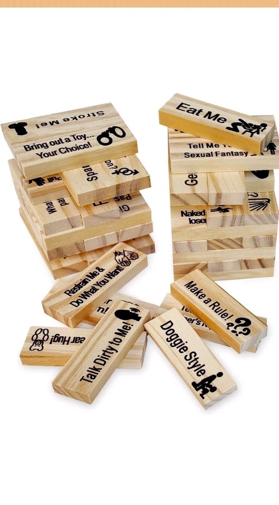 Pakoc ADULT Couples Game Wooden Tumbling Tower Game 48 Wooden Stacking Game