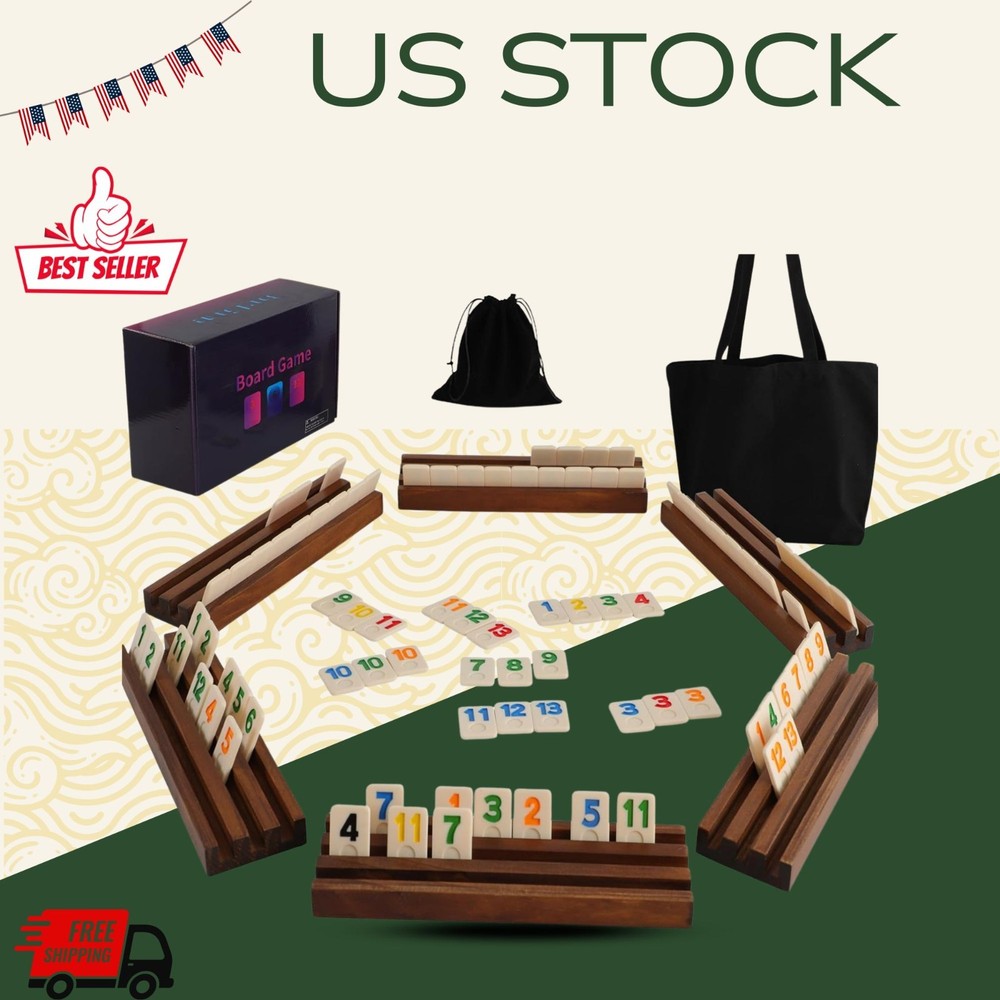Rummy Cube Original Game, 2–6 Players, 160 Tiles with 6 Wooden Racks