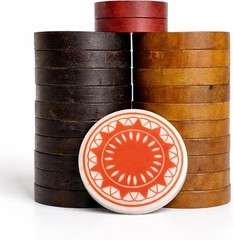Professional Wooden Carrom Men Coins Set � 24 Pc Tournament Set with Striker