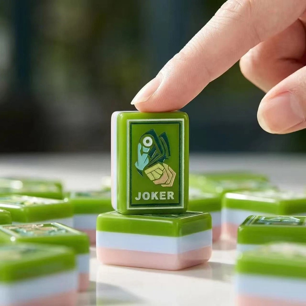US Stock American Mahjong Tiles 160 Green Floral Acrylic Mahjong Set
