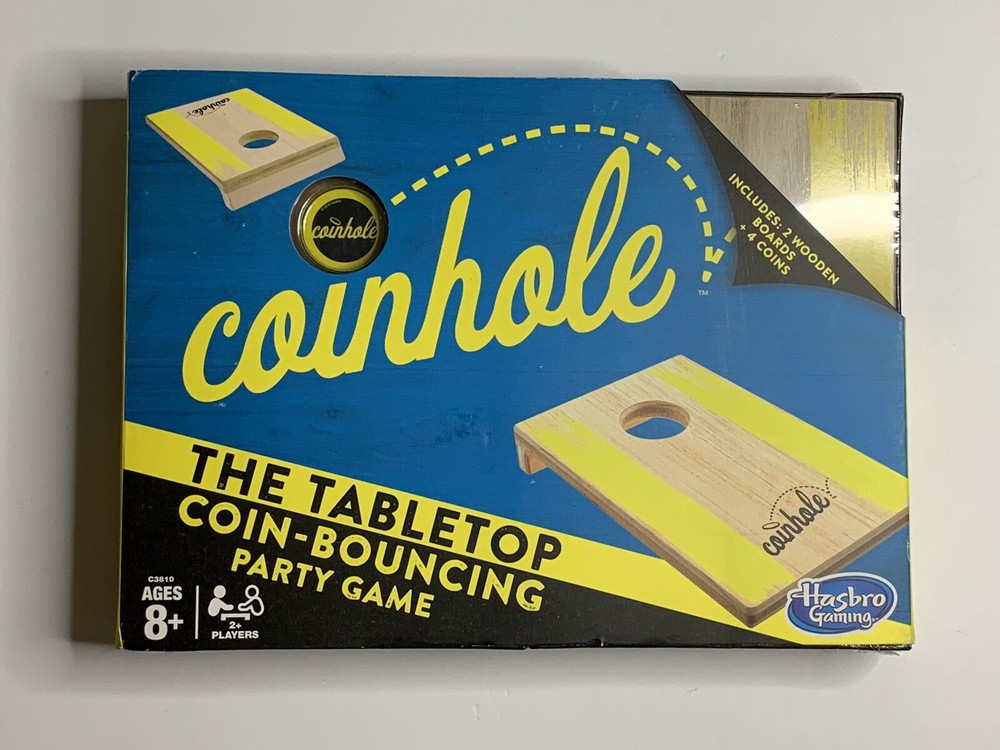 Hasbro Sealed Tabletop Coin Hole Game, Coin Bouncing-Wood. New. Small Cornhole