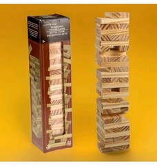 🎲72pc Mini Wooden Tumbling Stacking Tower Blocks Board Game Family Fun New
