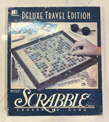 Scrabble Deluxe Travel Edition by Milton Bradley with 96 Tiles & Pouch