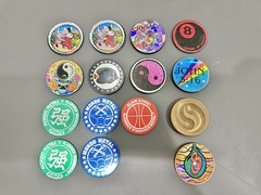 Vintage 90s Metal Pog Slammer Mix Lot – Ying Yang – 8 Ball – Peace – Wild One