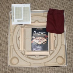 Scrabble Deluxe Edition Crossword Game with Turntable Base Red Tiles 1989