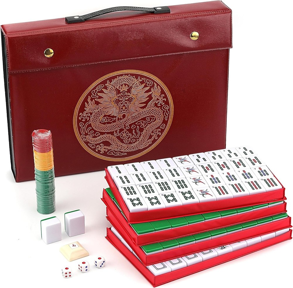 Mose Cafolo X-Large Chinese Mahjong Set with 146 Melamine Tiles & Travel Case