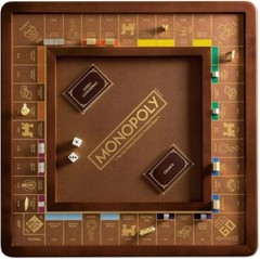 Monopoly Luxury Edition with Burl Finished Wood Cabinet
