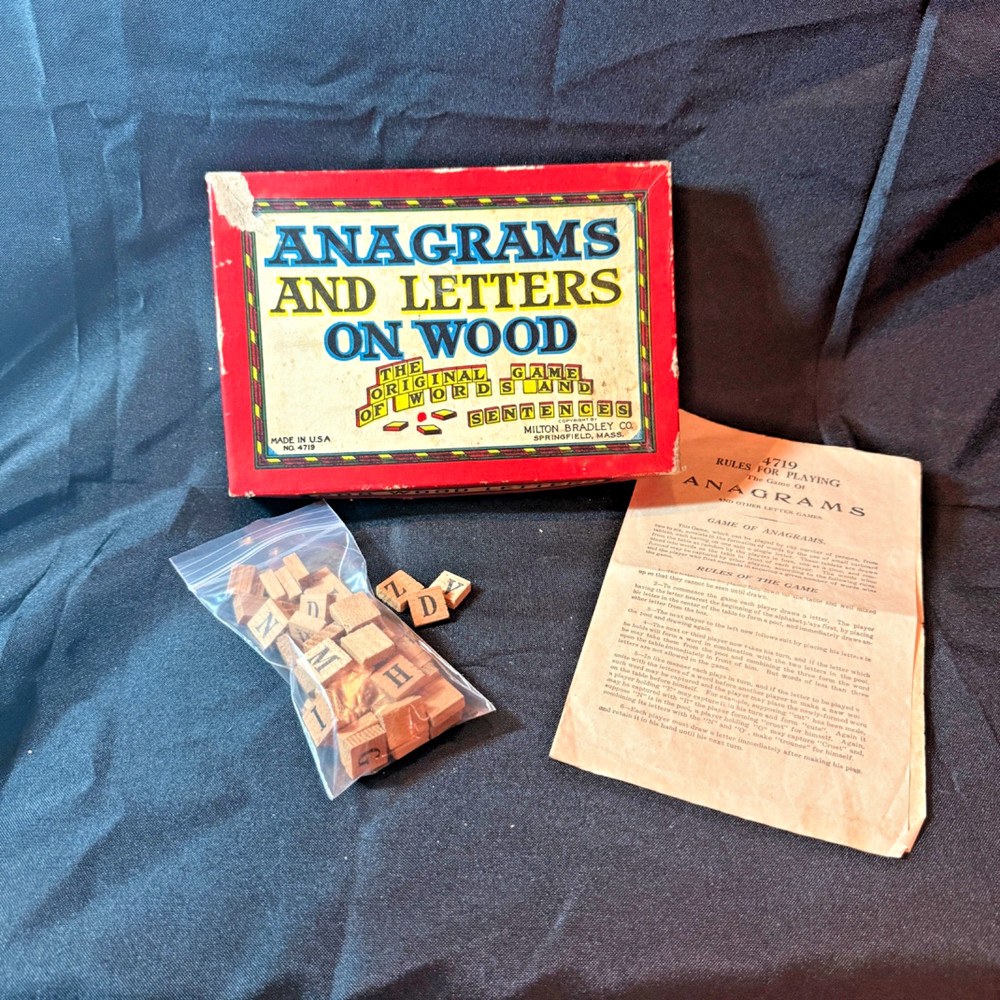Vintage Anagrams And Letters With Wood Letters Milton Bradley No. 4719 1930’s