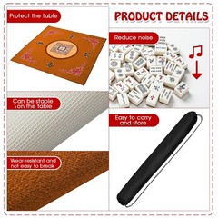 Anti Slip Noise Reduction Mahjong Table Mat with Carrying Bag 31.5 Inches