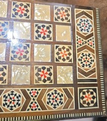 Vintage Mosaic Inlay Chess Backgammon Set Handcrafted Wood Marquetry Game Box