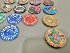 Vintage 90s Metal Pog Slammer Mix Lot – Ying Yang – 8 Ball – Peace – Wild One