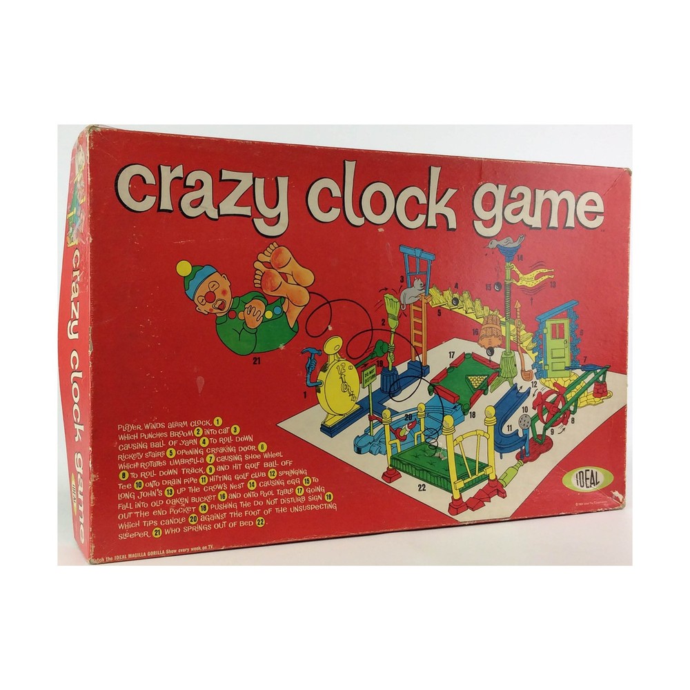 Ideal Boardgame Crazy Clock Game Box Fair/VG+