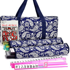 American Mahjong Set, Blue Paisley Carrying Bag,166 Premium White
