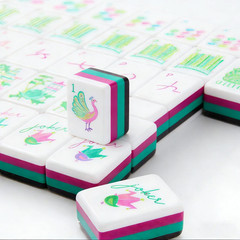 160Pcs 4-Layer Acrylic Leopard Print Engraved American Mahjong Set