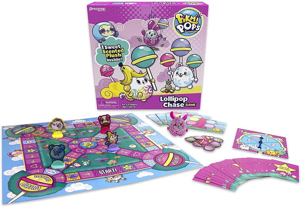 Game for 5 and up -Pikmi Pops Lollipop Chase Game Board Ages 5 and Up