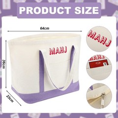 3 Pcs Empty Mahjong Canvas Bag Gift Embroidered American Mahjong Set Incl Til…