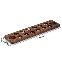 Mancala Set With Solid Wood Board and Quartz Pebble Playing Pieces