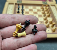Vintage Soviet Wooden Pegged Chess Set Folding Wooden Box USSR