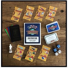 Board Game Travelers w/ Dice, meeples, 2-4 Players, Ages 13+, 2-in-1