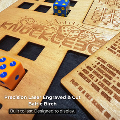 Handcrafted Wooden Knucklebones Dice Game – 2 Player Strategy Board w/ 18 Dice