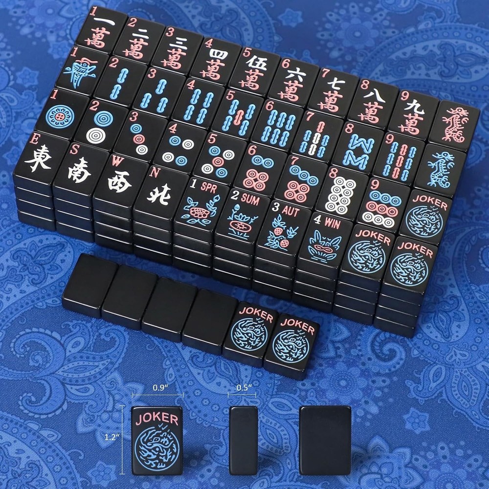 American Mahjong Tiles (1.2”,Tiles Only), 166 Mahjong Tile Set with Black Color
