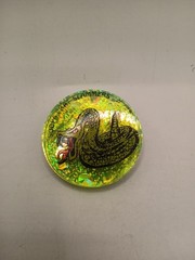 Vintage Brass & Plastic Pog Slammers, Lot Of 4, Yin Yang, Holographic,snake,skul