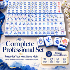 160 Blue and White Porcelain American mahjong tiles, 4-layer acrylic engraving