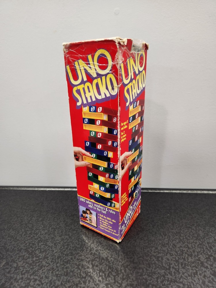 UNO Stacko Block Tower Game 1994 No Dice (Otherwise Complete) Vintage Mattel