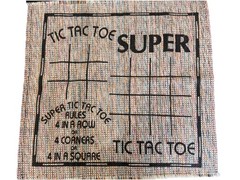 Checkers & Super Tic Tac Toe Portable Double-Sided Table Top Game Set w/Pieces